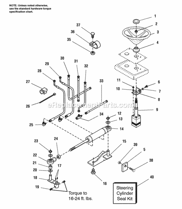 Steering Group - Power Diagram and Parts List for 1692799  Simplicity Lawn Tractor