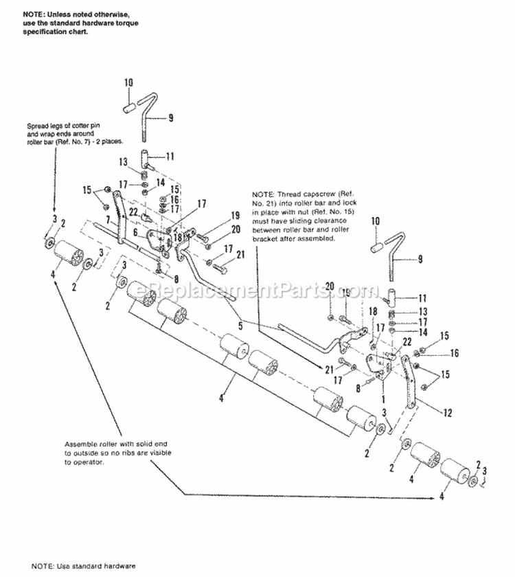 48 Mower Deck - Height Adjusting  Roller Group Diagram and Parts List for 1692449  Simplicity Lawn Tractor