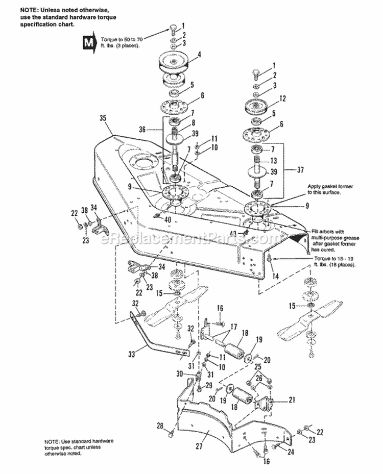 48 Mower Deck - Housing  Arbor Group Diagram and Parts List for 1692449  Simplicity Lawn Tractor