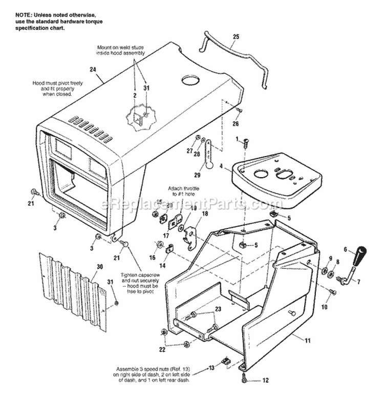 Dash Hood  Grille Group - Power Steering Models Diagram and Parts List for 1692799  Simplicity Lawn Tractor