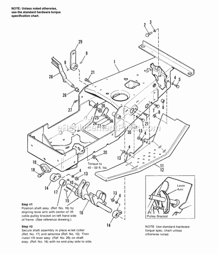 Frame  Footrest Group Diagram and Parts List for 1692799  Simplicity Lawn Tractor