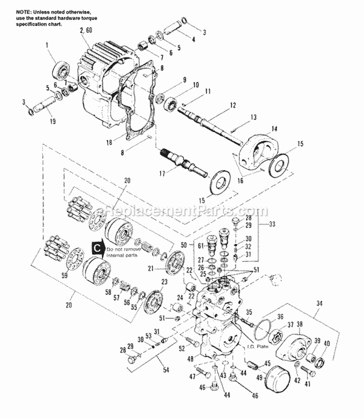 Hydrostatic Pump Diagram and Parts List for 1692799  Simplicity Lawn Tractor