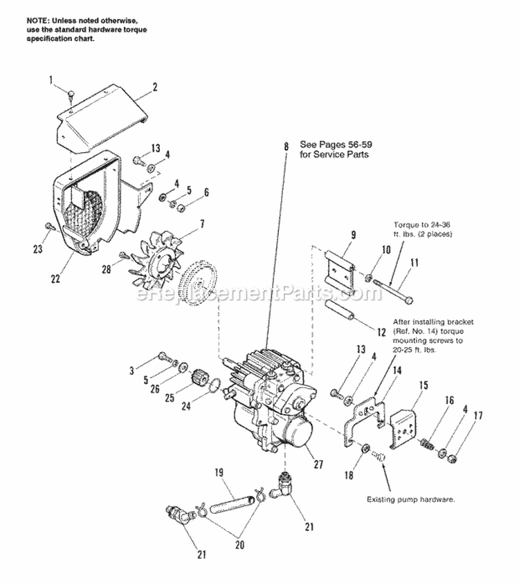 Hydrostatic Pump Group Diagram and Parts List for 1692799  Simplicity Lawn Tractor