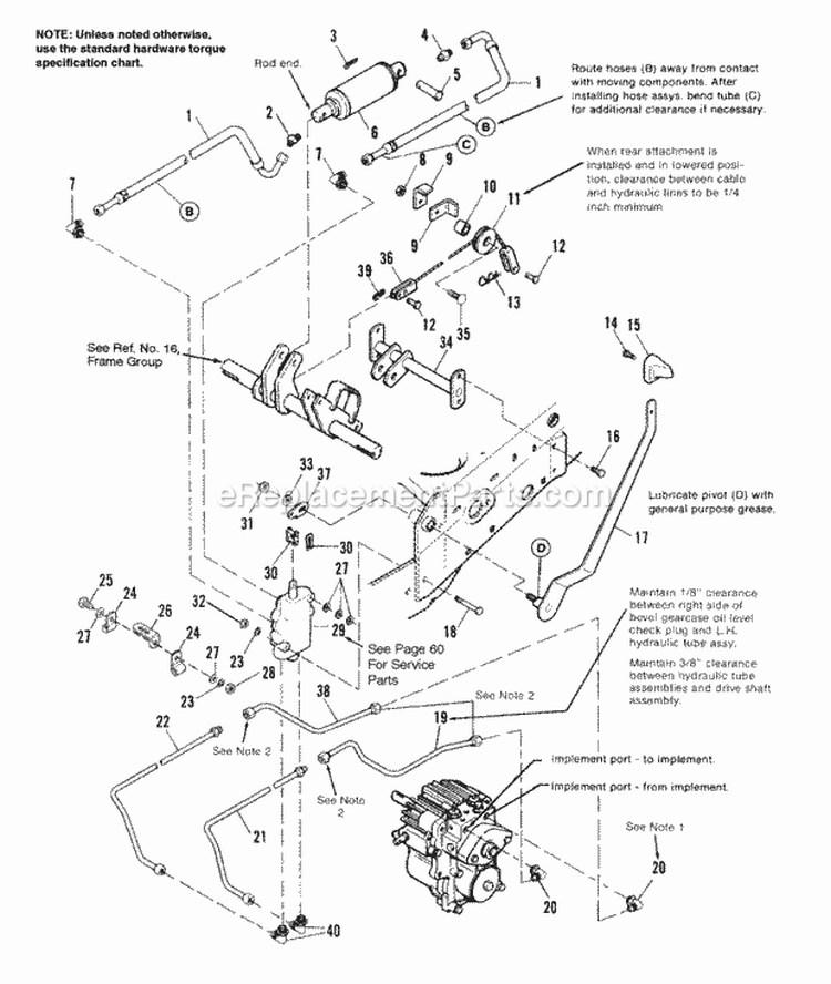 Lift Group - Hydraulic Diagram and Parts List for 1692799  Simplicity Lawn Tractor