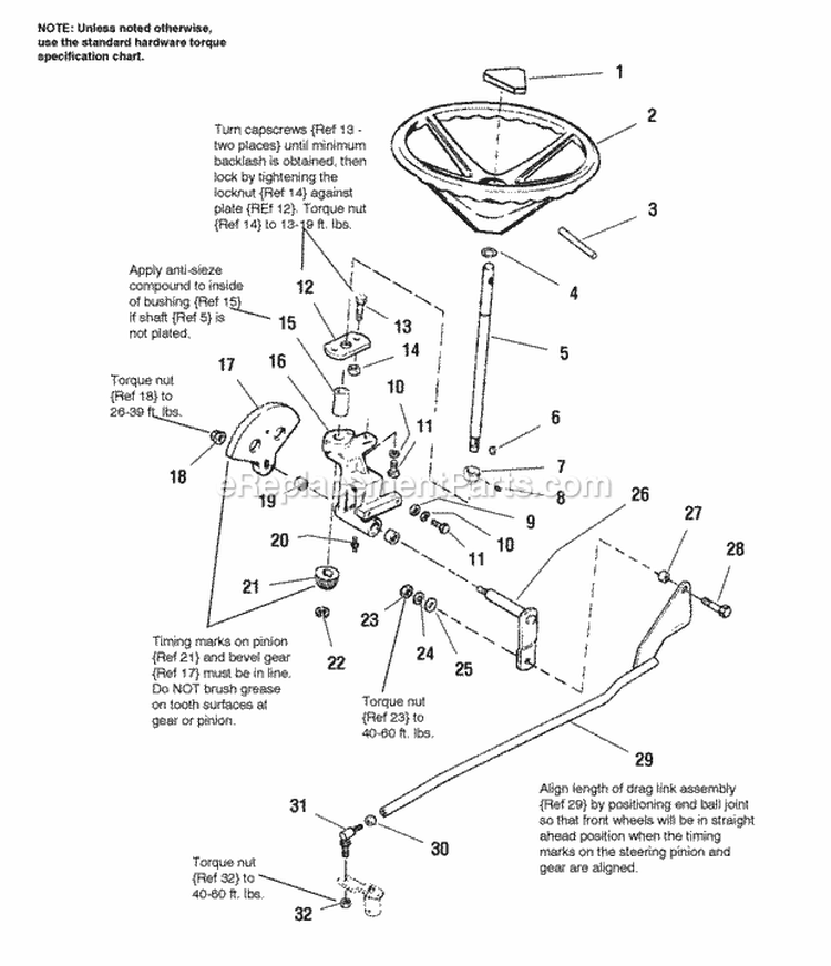 Steering Group - Manual Diagram and Parts List for 1692796  Simplicity Lawn Tractor