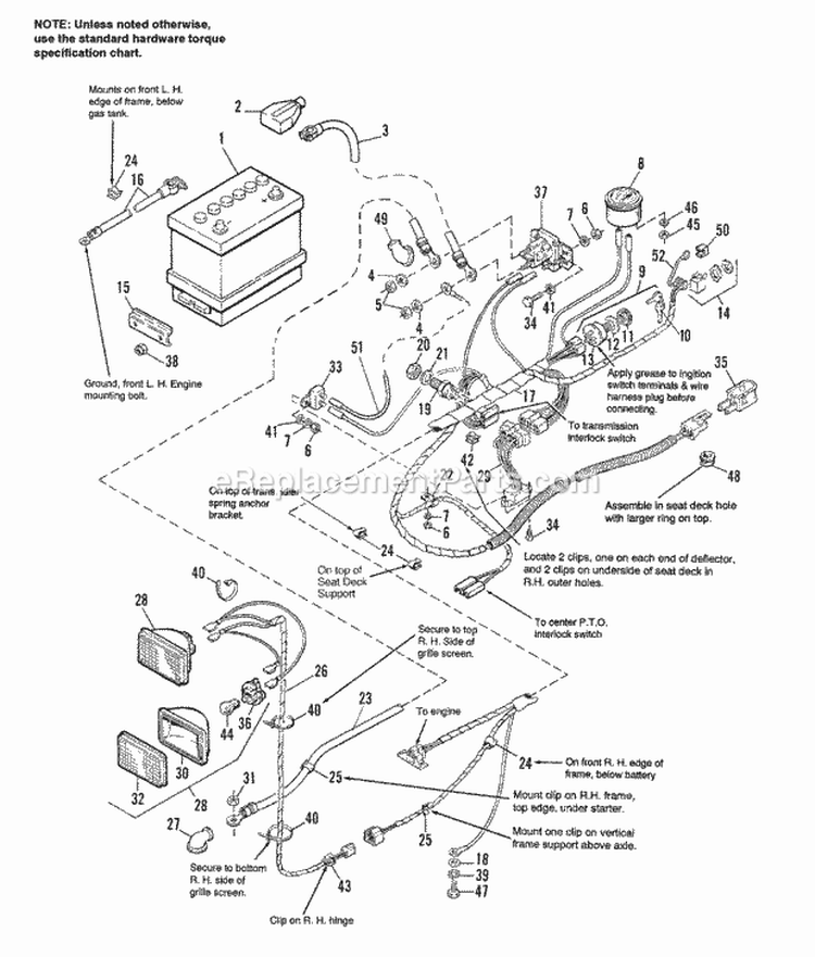 Electrical Group - Later Models Diagram and Parts List for 1692950  Simplicity Lawn Tractor