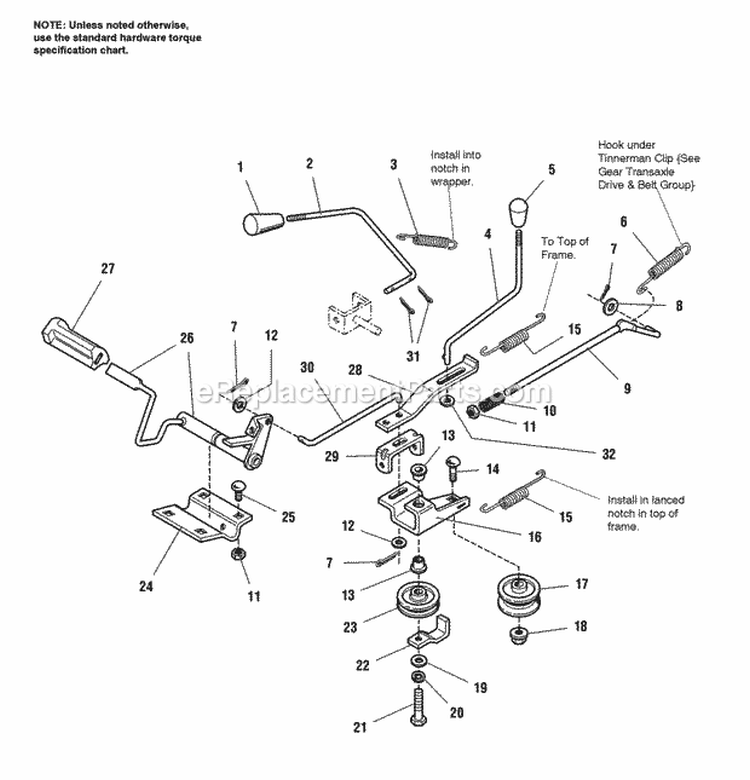 Drive Controls Group - Gear Models Diagram and Parts List for 1693074  Simplicity Lawn Tractor