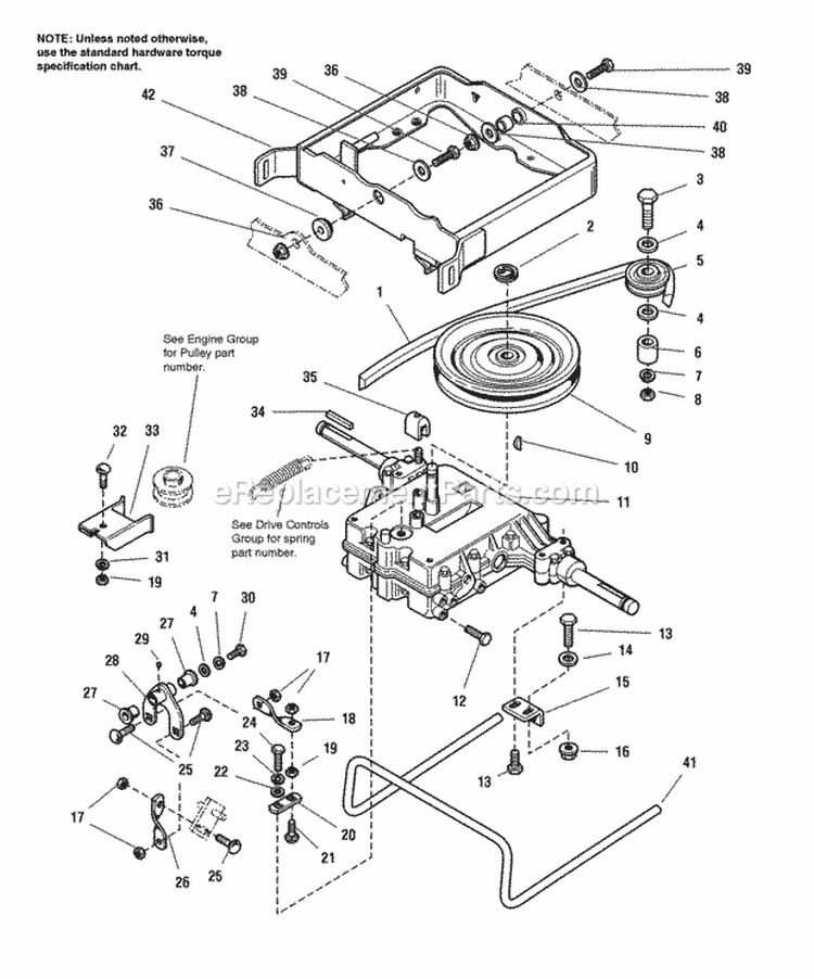 Transmission Belt  Carrier Group - Gear Models Diagram and Parts List for 1693074  Simplicity Lawn Tractor
