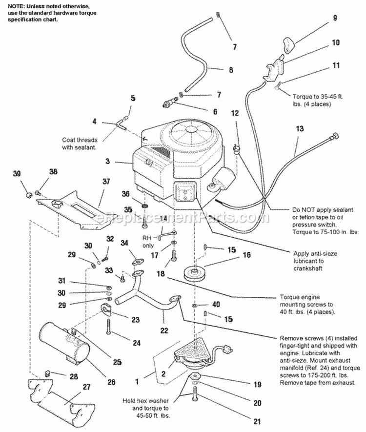 Engine Group - Electric Clutch - Later Model 14 16 18Hp Twin Cyl B  S Diagram and Parts List for 1693352  Simplicity Lawn Tractor