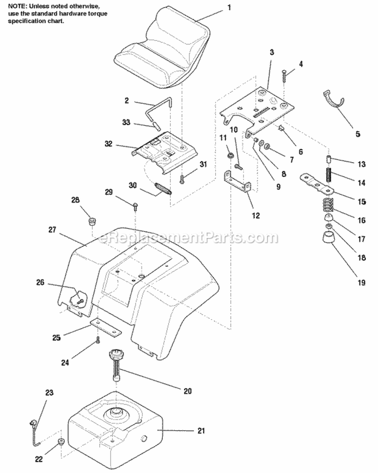 Seat Deck  Fuel Tank Diagram and Parts List for 1693061  Simplicity Lawn Tractor