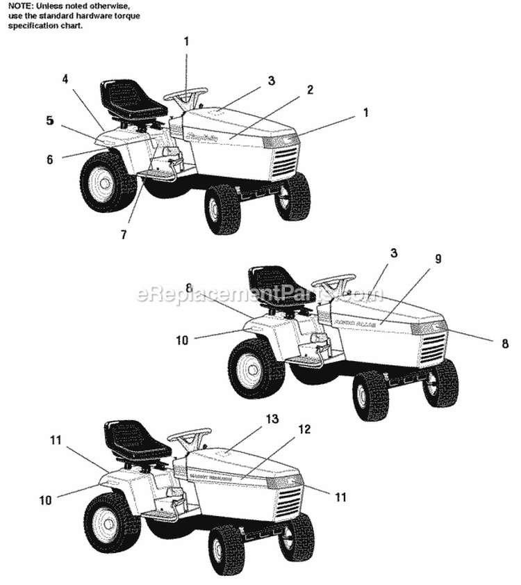 Decals - Brand  Model Diagram and Parts List for 1693061  Simplicity Lawn Tractor