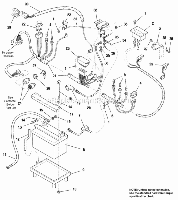 Electrical - Main Harness Diagram and Parts List for 1693061  Simplicity Lawn Tractor