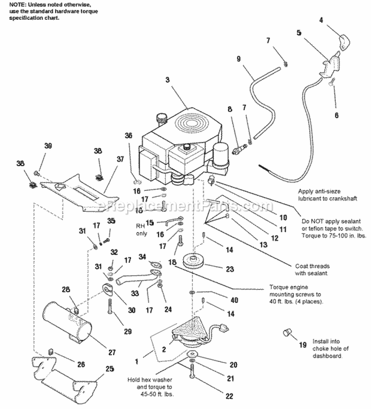 Engine Group - Electric Clutch - Later Models With 16Hp Single Cyl Kohler Diagram and Parts List for 1693354  Simplicity Lawn Tractor