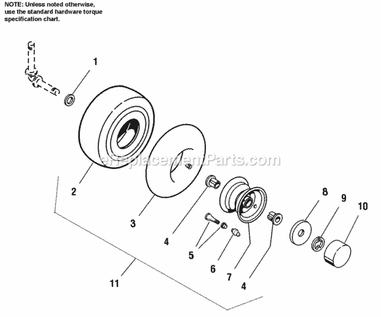Front Wheels  Tires Diagram and Parts List for 1693061  Simplicity Lawn Tractor