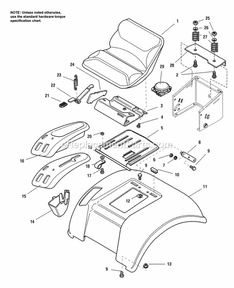 Seat  Seat Deck - Later Models (1693323-1693349) Diagram and Parts List for 1693323  Simplicity Lawn Tractor