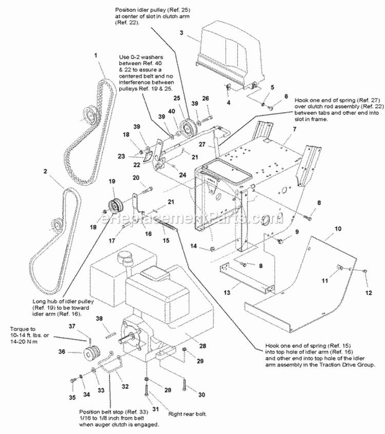Engine  Frame Group - 8Hp Manual Start (985633) Diagram and Parts List for 1693650  Simplicity Snow Blower