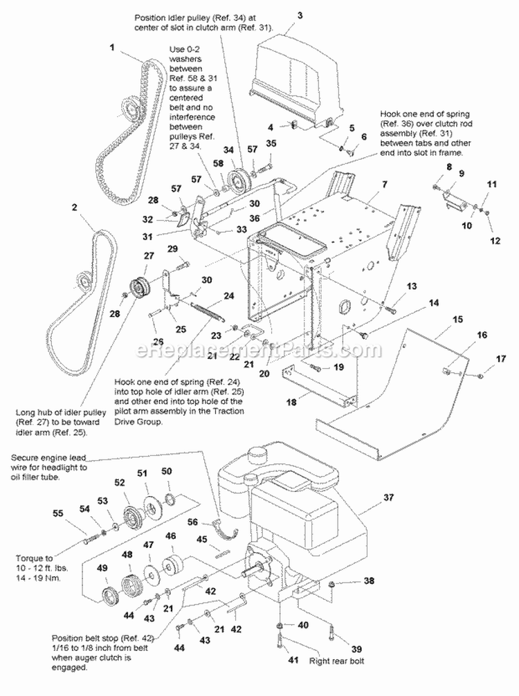 Engine  Frame Group - 11Hp Manual Start (985636) Diagram and Parts List for 1693656  Simplicity Snow Blower