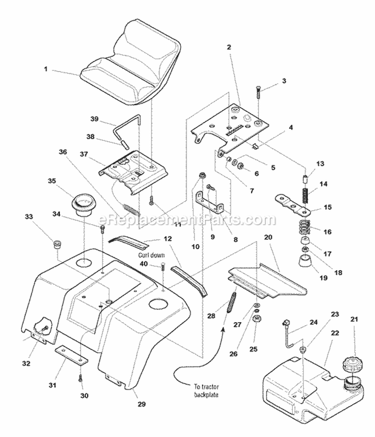 Seat Deck  Fuel Tank Group (985548) Diagram and Parts List for 1693583  Simplicity Lawn Tractor