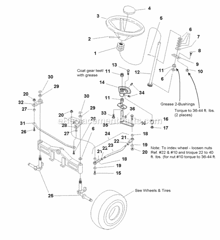 Steering Group (985647) Diagram and Parts List for 1693583  Simplicity Lawn Tractor
