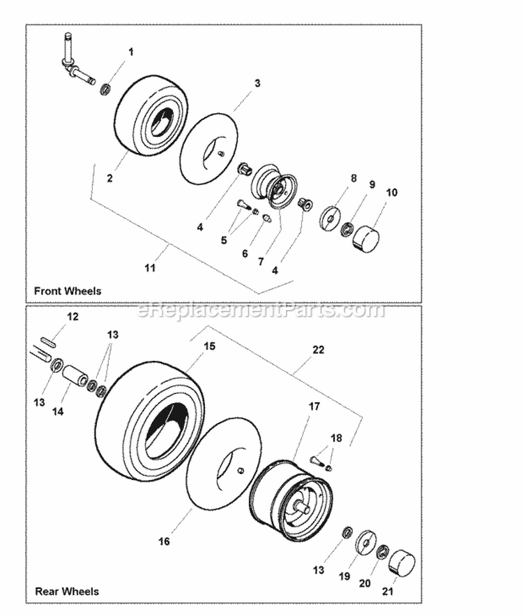 Wheels  Tires Group (W985678) Diagram and Parts List for 1693583  Simplicity Lawn Tractor