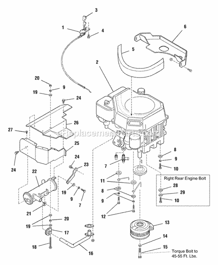 Engine Group Diagram and Parts List for 1692898  Simplicity Lawn Tractor