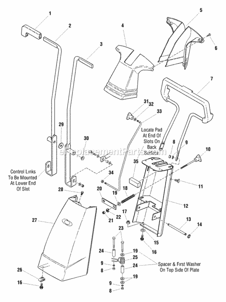 Front Column  Dash Group Diagram and Parts List for 1692898  Simplicity Lawn Tractor