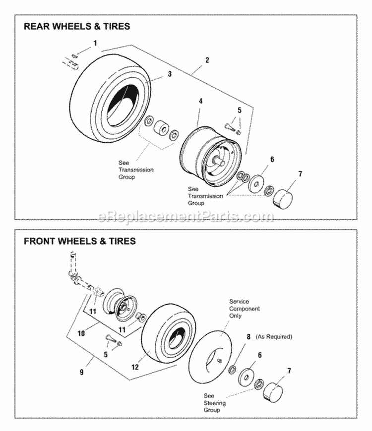 Wheels  Tires Group Diagram and Parts List for 1693734  Simplicity Lawn Tractor
