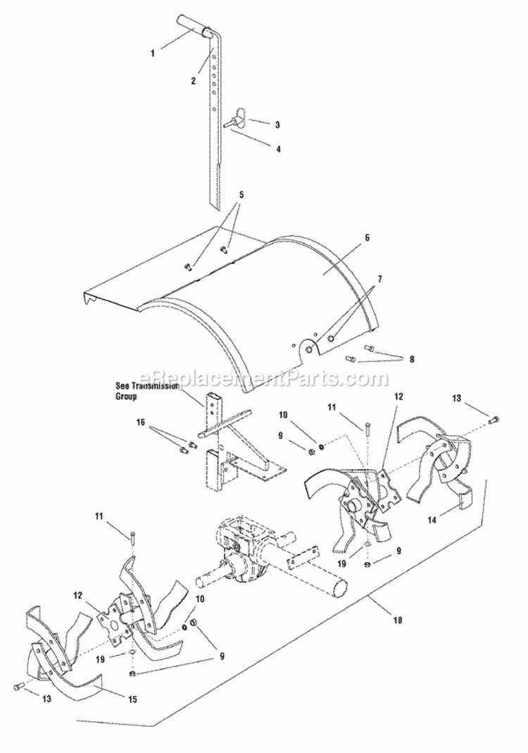 Hood Drag Stake  Tine Group (985824) Diagram and Parts List for 1693848  Simplicity Tiller