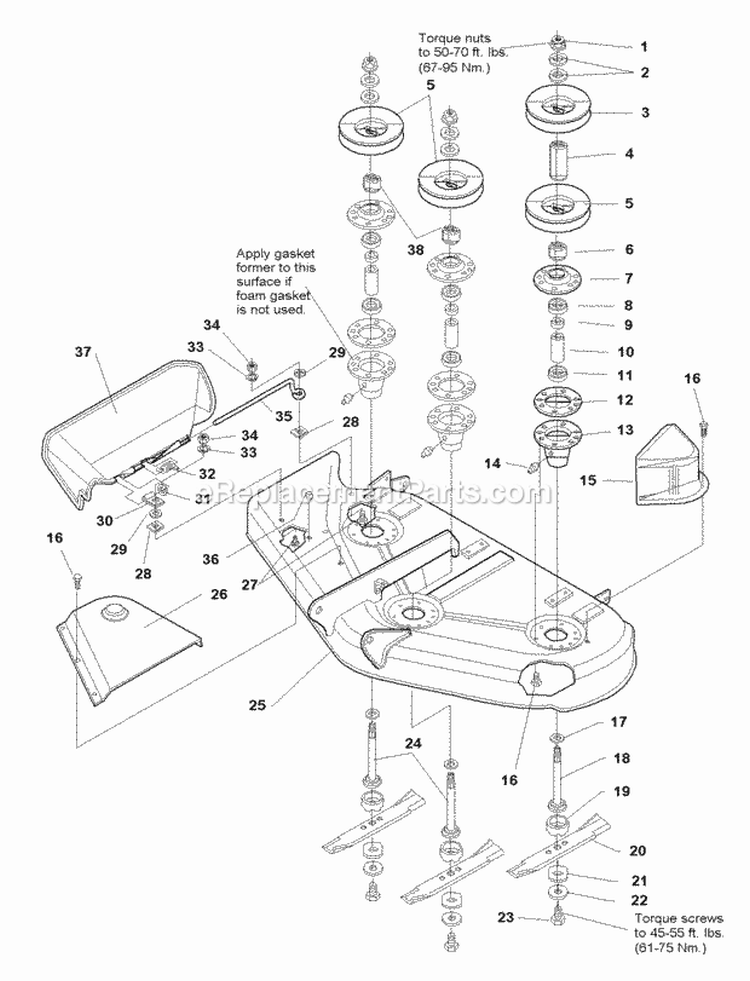 44  50 Mower Deck - Housing Arbors  Blades Group (984947) Diagram and Parts List for 1693858  Simplicity Lawn Tractor