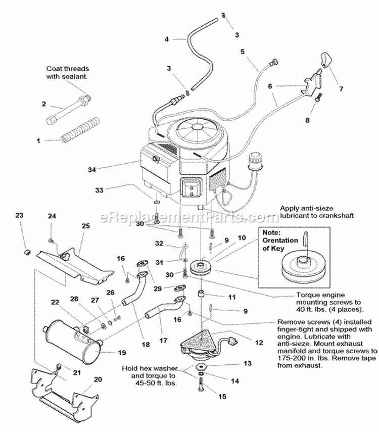 Engine Group - Electric Clutch - 23Hp Kohler (E985795) Diagram and Parts List for 1693810  Simplicity Lawn Tractor