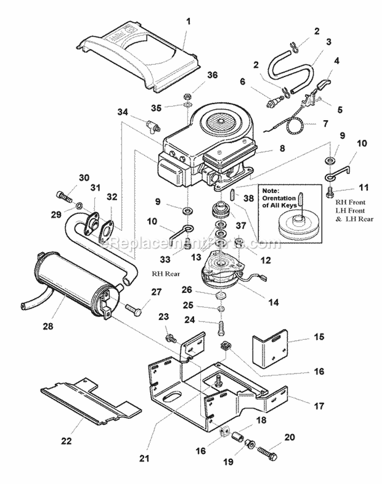 Engine Group - Electric Clutch - 17Hp Briggs  Stratton (E985586) Diagram and Parts List for 1693551  Simplicity Lawn Tractor