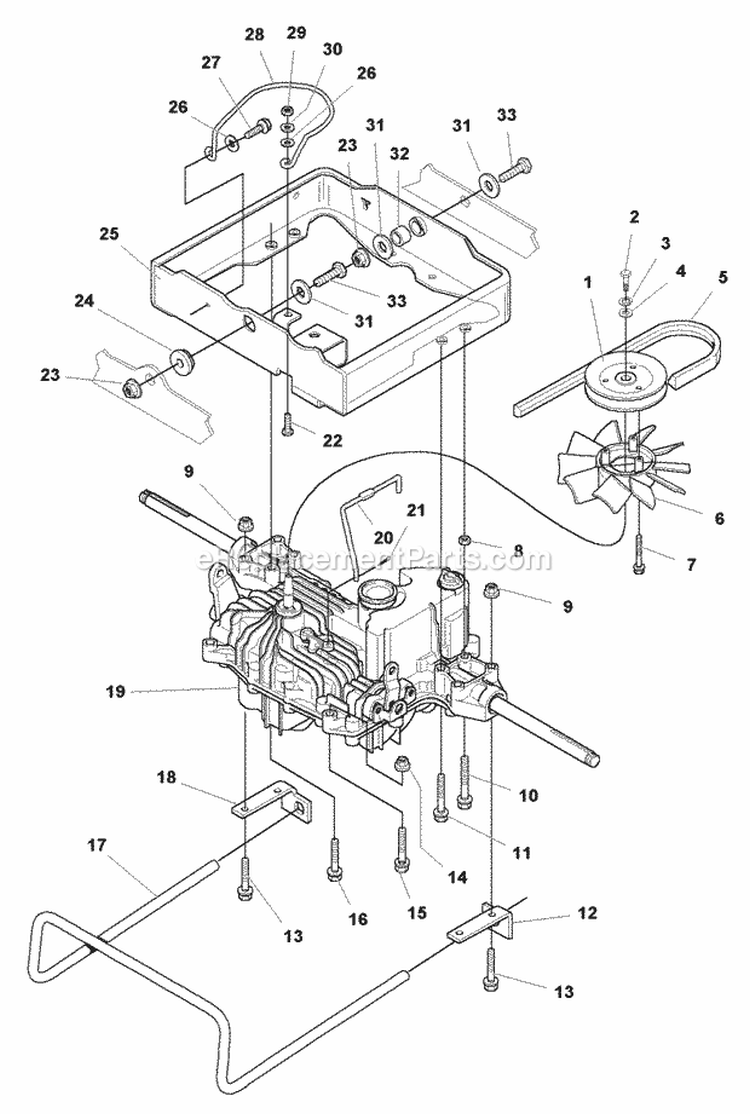 Transmission Group (985574B) Diagram and Parts List for 1693551  Simplicity Lawn Tractor