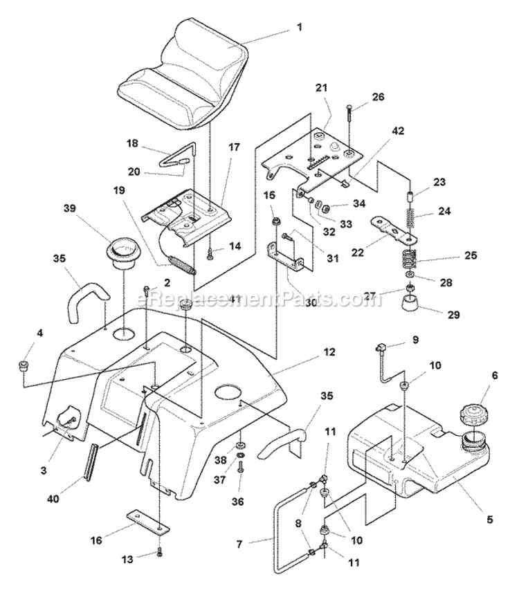 Seat  Seat Deck Group (985553) Diagram and Parts List for 1693858  Simplicity Lawn Tractor