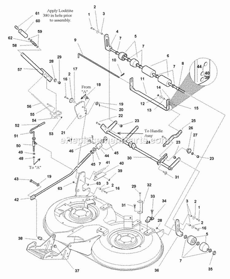 40 Mower Deck - Height Adjustment  Roller Bar (985689Aa) Diagram and Parts List for 1693952  Simplicity Lawn Tractor