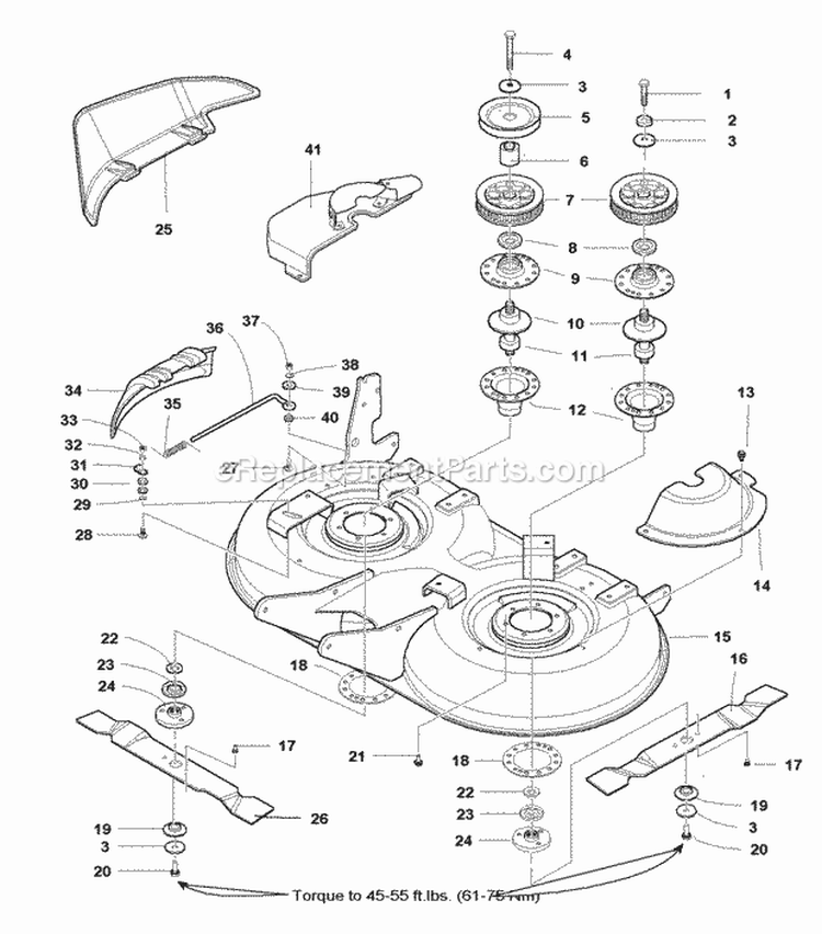 40 Mower Deck - Housing Arbors  Blades (985687Aa) Diagram and Parts List for 1693952  Simplicity Lawn Tractor