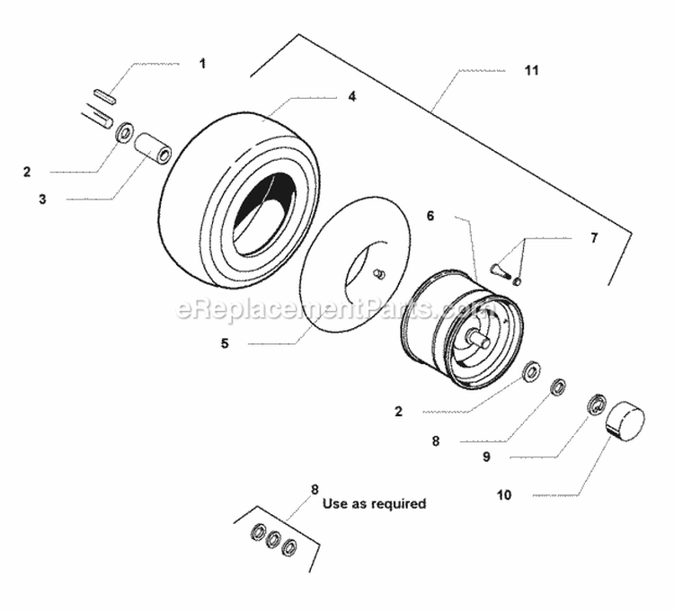Rear Wheels  Tires Group (R985703) Diagram and Parts List for 1693694  Simplicity Lawn Tractor
