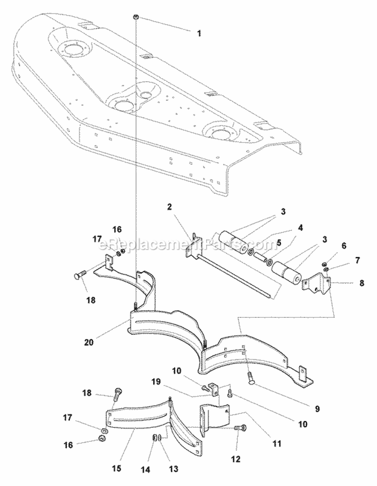 60 Mower Deck - Baffle  Inner Roller Group (Bf985506) Diagram and Parts List for 1693119  Simplicity Lawn Tractor