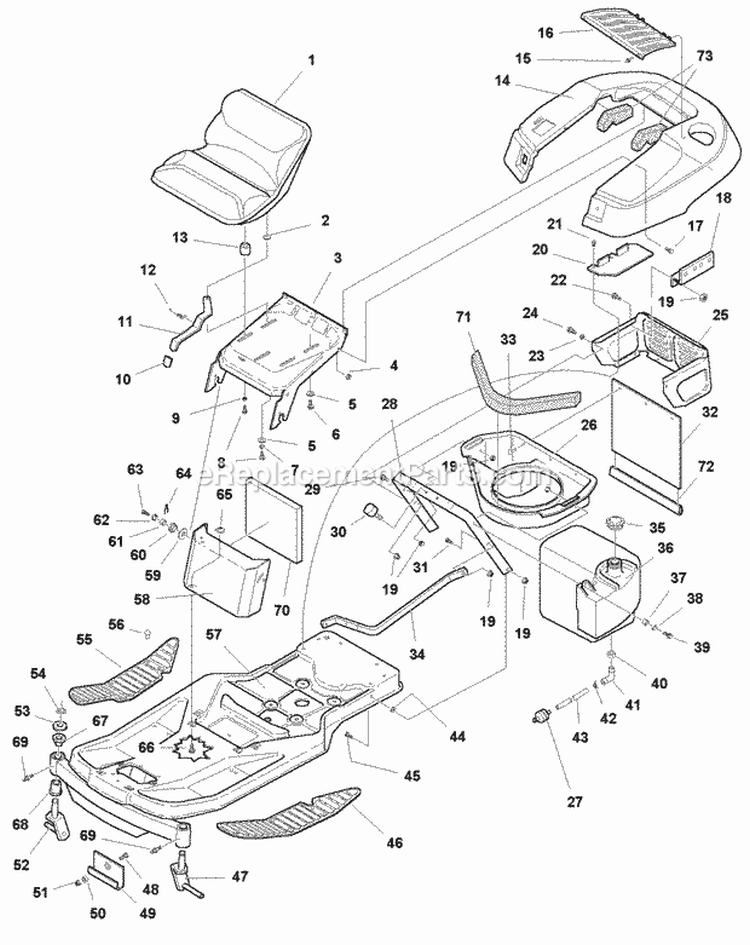 Frame Body  Fuel System Group - 18Hp Models (985369) Diagram and Parts List for 1693233  Simplicity Lawn Tractor