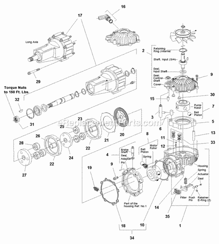 Transmission Service Parts - Eaton 778-028 Transaxle (1719490) Diagram and Parts List for 1693233  Simplicity Lawn Tractor