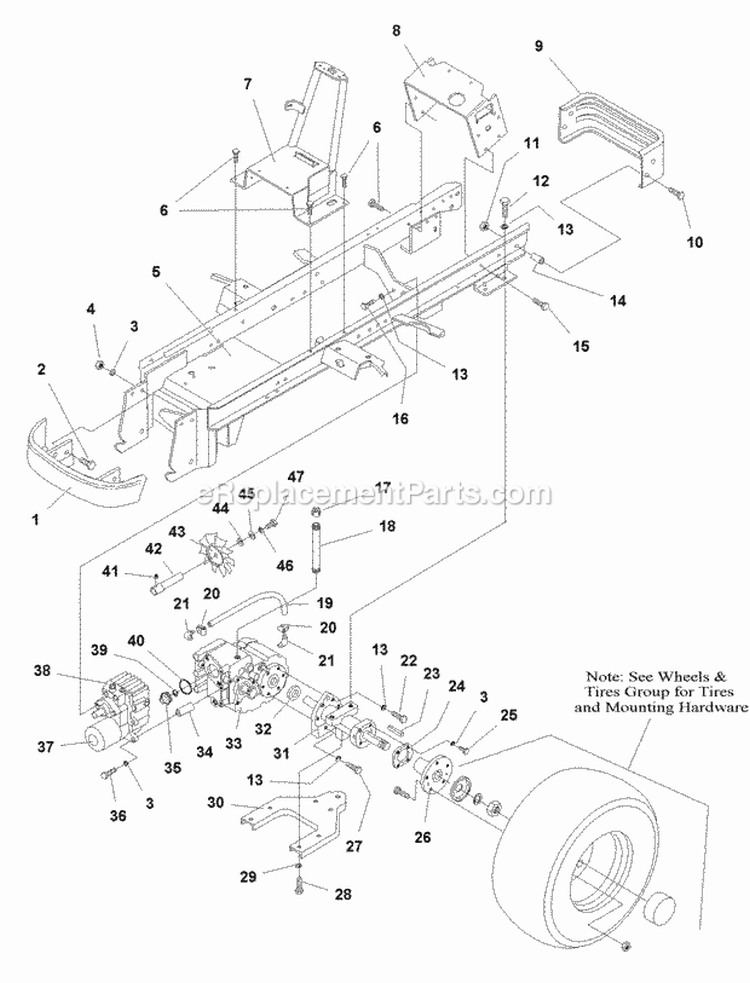 Frame  Transaxle Group (985115) Diagram and Parts List for 1692871  Simplicity Lawn Tractor