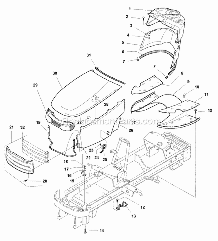 Hood Dash  Footrest Group (985117) Diagram and Parts List for 1692871  Simplicity Lawn Tractor