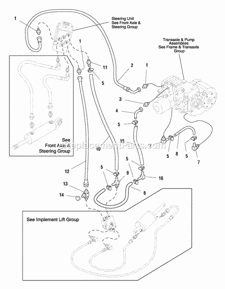 Hydraulic Group (985118) Diagram and Parts List for 1692871  Simplicity Lawn Tractor