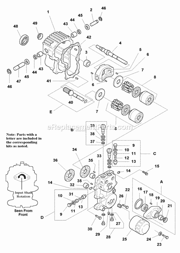 Hydrostatic Pump - Service Parts (1717052) Diagram and Parts List for 1692871  Simplicity Lawn Tractor