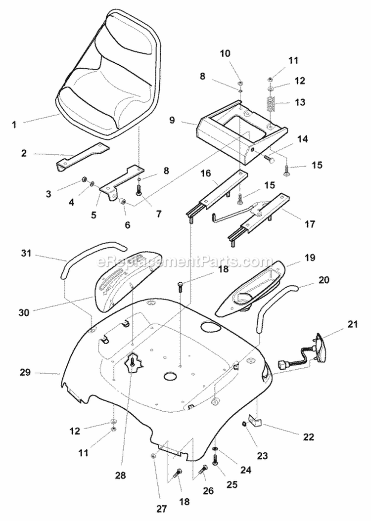 Seat  Deck Group (K985117) Diagram and Parts List for 1692871  Simplicity Lawn Tractor