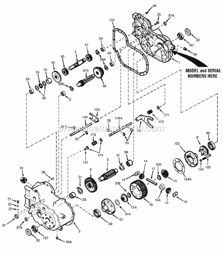 Transaxle Service Parts - Peerless Model 2600-025 (1715820) Diagram and Parts List for 1692871  Simplicity Lawn Tractor