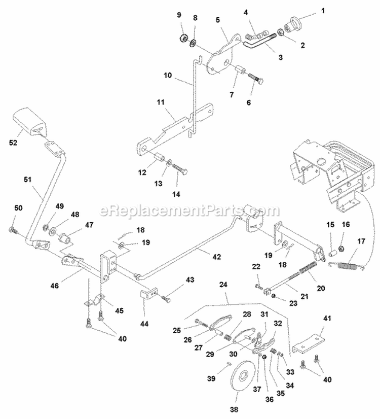 Brake Control  Parking Brake Group (P985107) Diagram and Parts List for 1692871  Simplicity Lawn Tractor