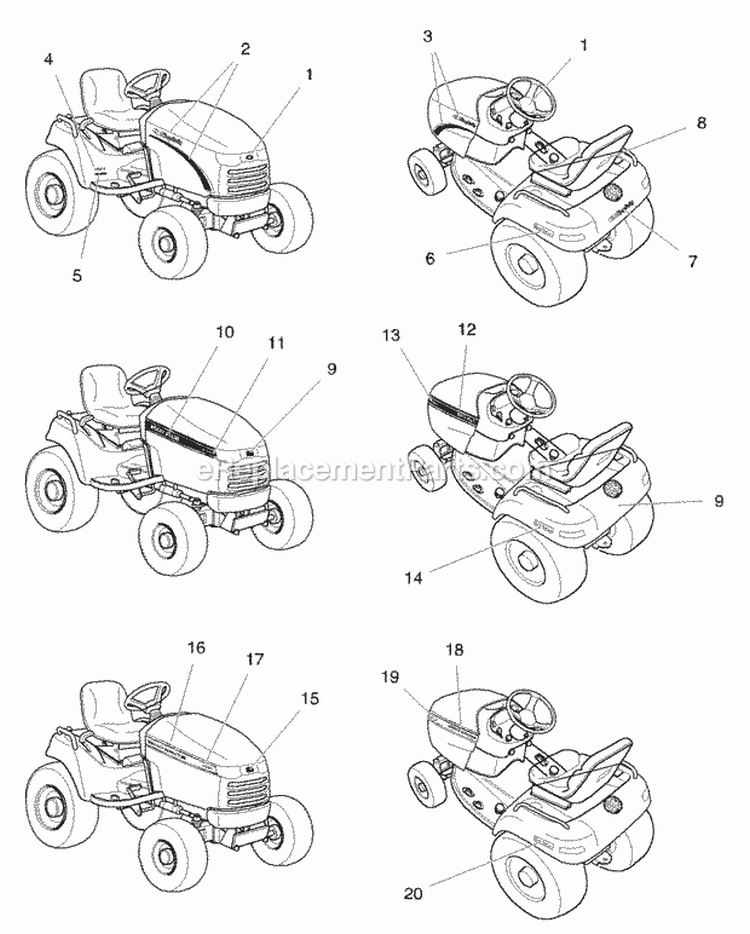 Decals Group - Brand  Model (B985756) Diagram and Parts List for 1692871  Simplicity Lawn Tractor