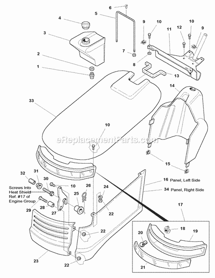 Hood Dash  Fuel Tank Group (985577Aa) Diagram and Parts List for 1694142  Simplicity Lawn Tractor