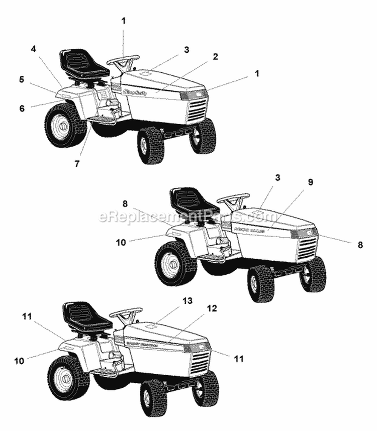 Decals Group - Brand  Model (B985607) Diagram and Parts List for 1693817  Simplicity Lawn Tractor