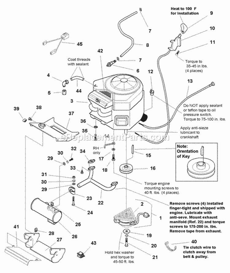 Engine Group - Electric Clutch - 16Hp Twin Cylinder Briggs  Stratton Intek (E985792) Diagram and Parts List for 1693817  Simplicity Lawn Tractor